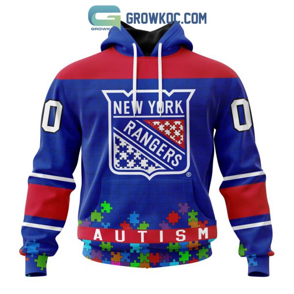 New York Rangers NHL Special Unisex Kits Hockey Fights Against Autism Hoodie T Shirt