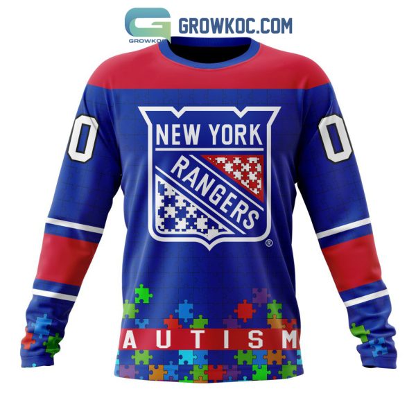 New York Rangers NHL Special Unisex Kits Hockey Fights Against Autism Hoodie T Shirt