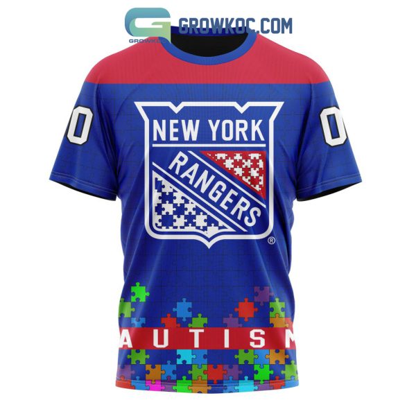 New York Rangers NHL Special Unisex Kits Hockey Fights Against Autism Hoodie T Shirt