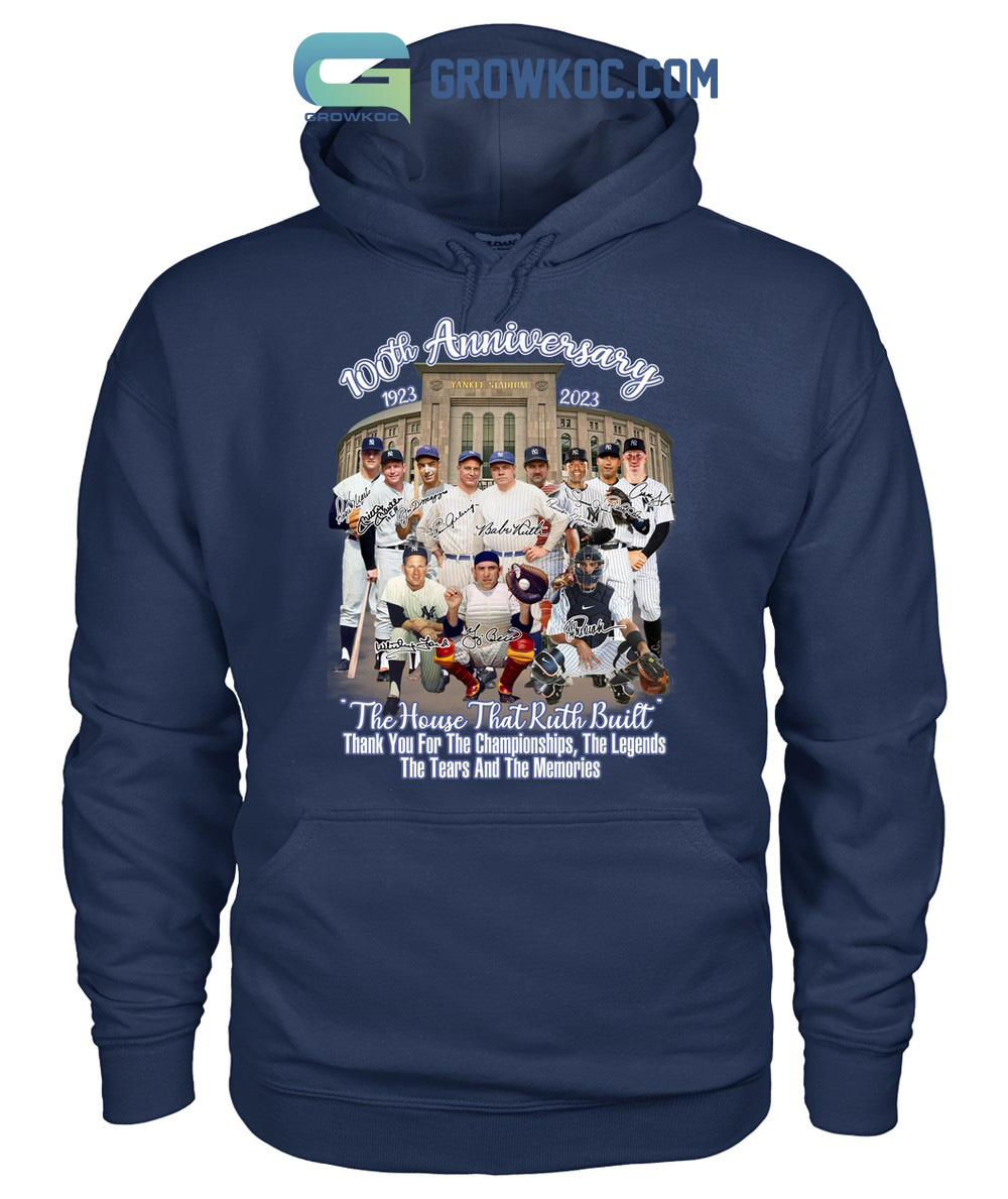 New York Yankees 100th Anniversary Stadium The house that Ruth built thank  you for the championships baseball sport shirt, hoodie, sweater, long  sleeve and tank top