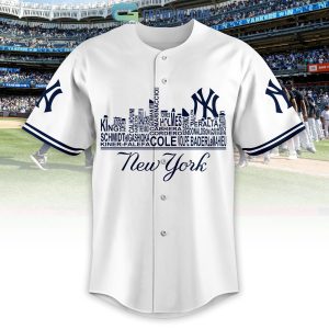 Men's New York Yankees Custom City Baseball Jersey Black-White