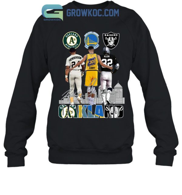 Oakland Athletics Henderson Golden State Warrios Curry Raiders Allen T shirt