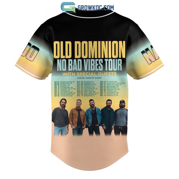 Ola Dominion No Bad Vibes Tour Personalized Baseball Jersey