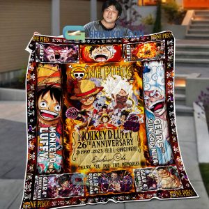 One Piece Monkey D Luffy 26th Anniversary 1997 2023 Memories Fleece Blanket Quilt