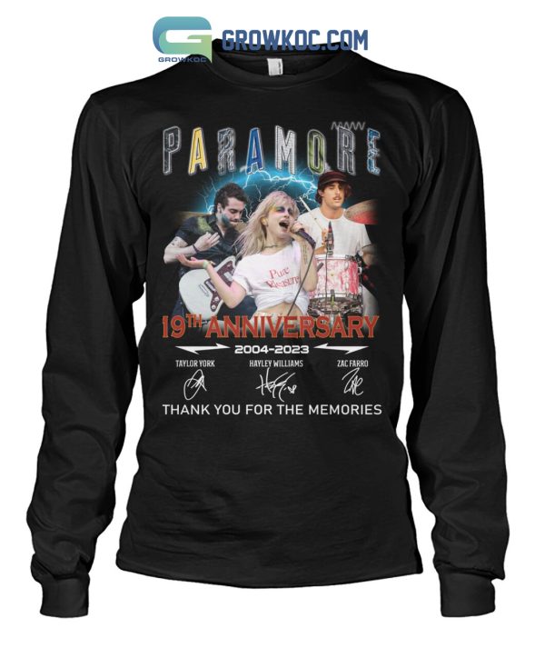 Paramore 19th Anniversary 2004 2023 Memories T Shirt