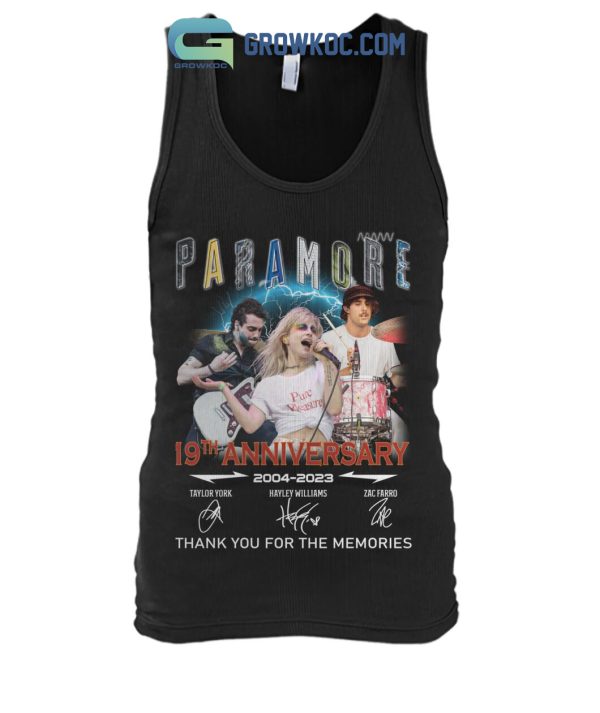 Paramore 19th Anniversary 2004 2023 Memories T Shirt