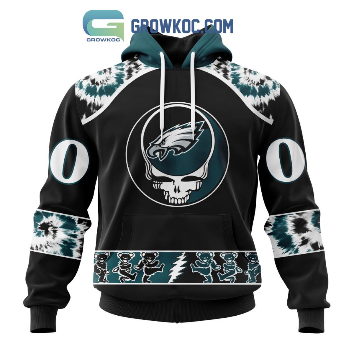 BEST NFL Philadelphia Eagles Mix Grateful Dead, Personalized Name & Number  Specialized Concepts Kits 3D Hoodie