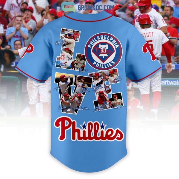 Philadelphia Phillies Love Team Light Blue Design Personalized Baseball Jersey