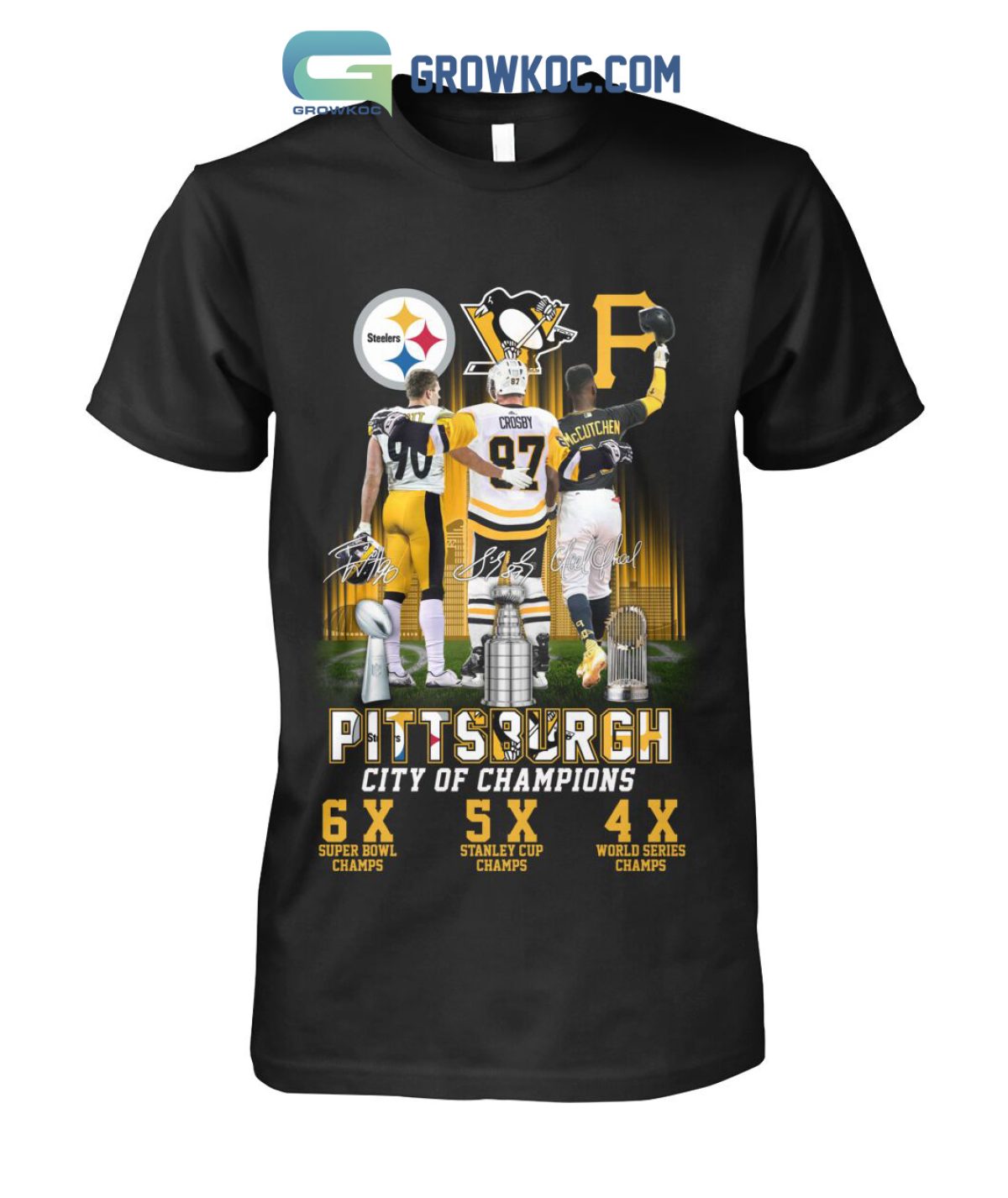 Official pittsburgh City Of Champions Steelers Penguins Pirates Shirt -  Limotees