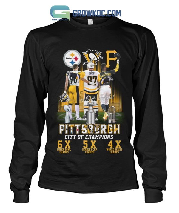 Pittsburgh City Of Champions Steelers Penguins Pirates T Shirt