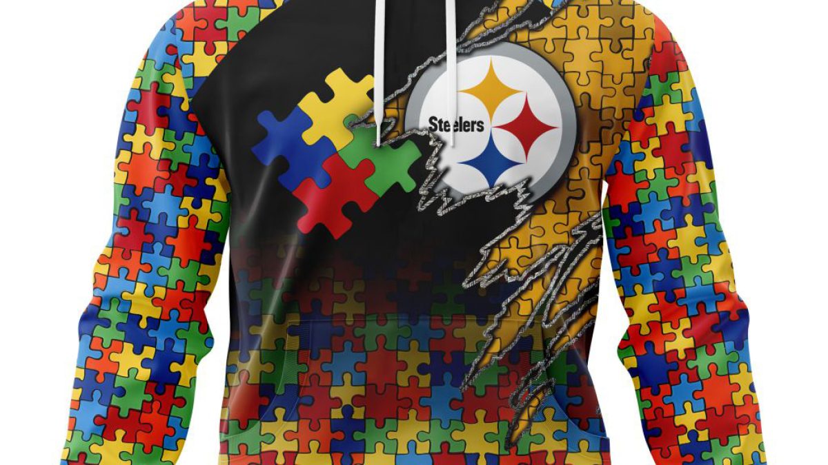 NFL Pittsburgh Steelers All Over Print Zip Hoodie 3D Puzzle Autism  Awareness Unisex Zip Hoodie