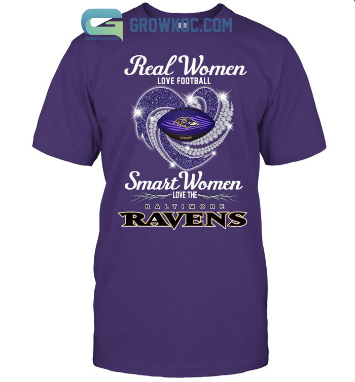 Real women love football smart women love the Baltimore Ravens heart logo  shirt, hoodie, sweater, long sleeve and tank top