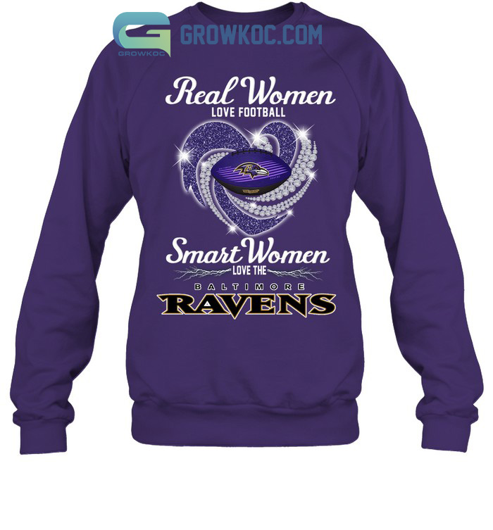 Real Women Love Football Ravens Ladies V T-Shirt