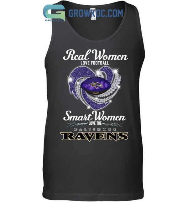 Real Women Love Football Smart Women Love The Baltimore Ravens T Shirt