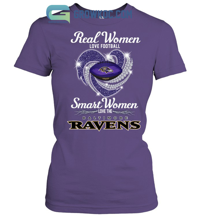 Real Women Love Football Ravens Ladies V T-Shirt