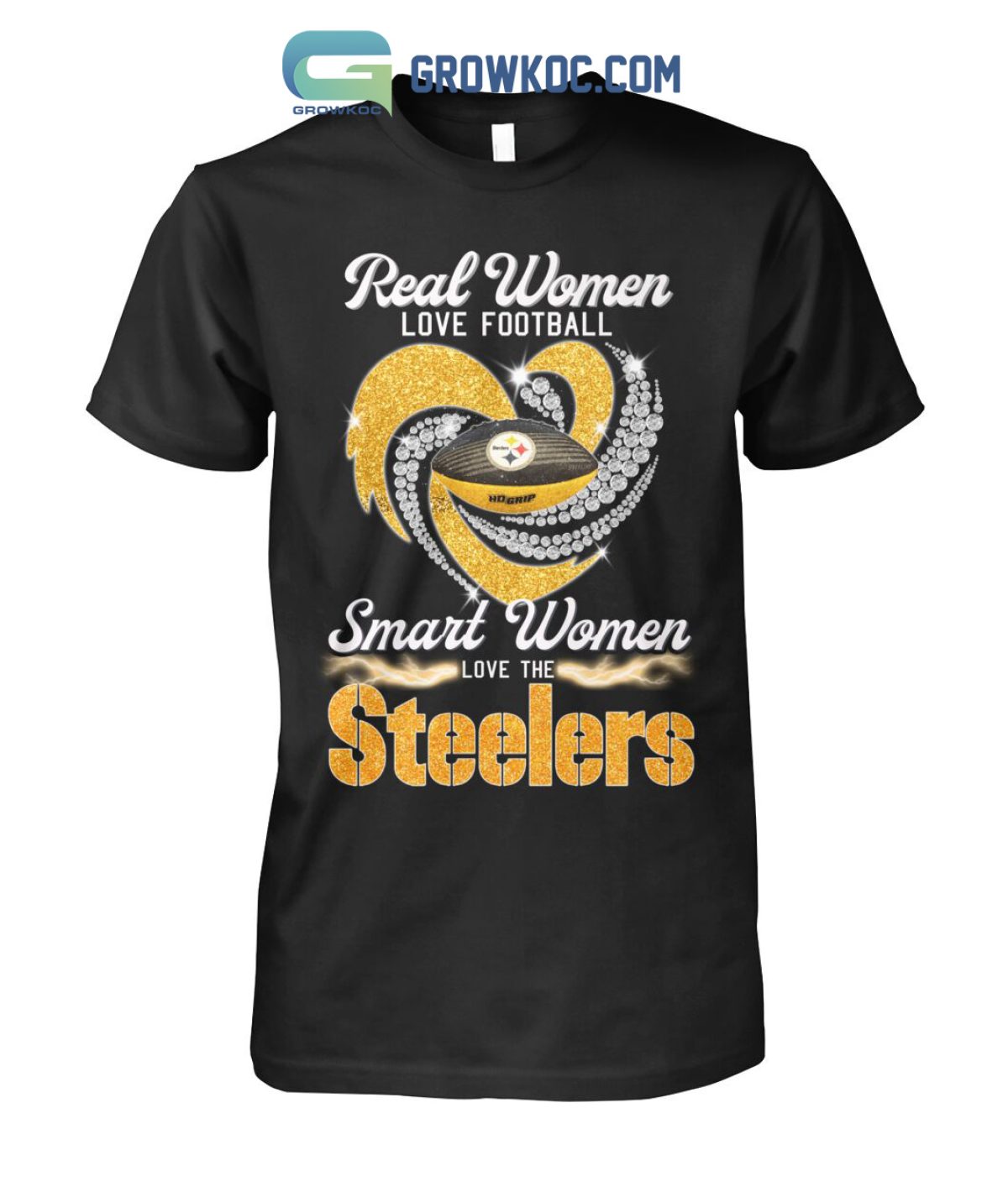 Real Women Love Football Smart Women Love The Steelers T Shirt - Growkoc