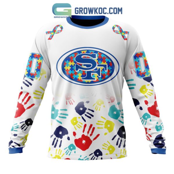 San Francisco 49ers NFL Special Fearless Against Autism Hands Design Hoodie T Shirt