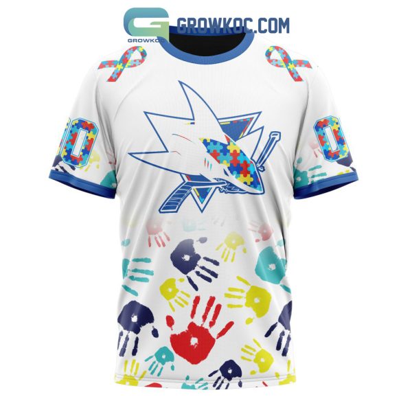 San Jose Sharks NHL Special Autism Awareness Hands Hoodie T Shirt