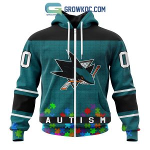 San Jose Sharks NHL Special Unisex Kits Hockey Fights Against Autism Hoodie T Shirt