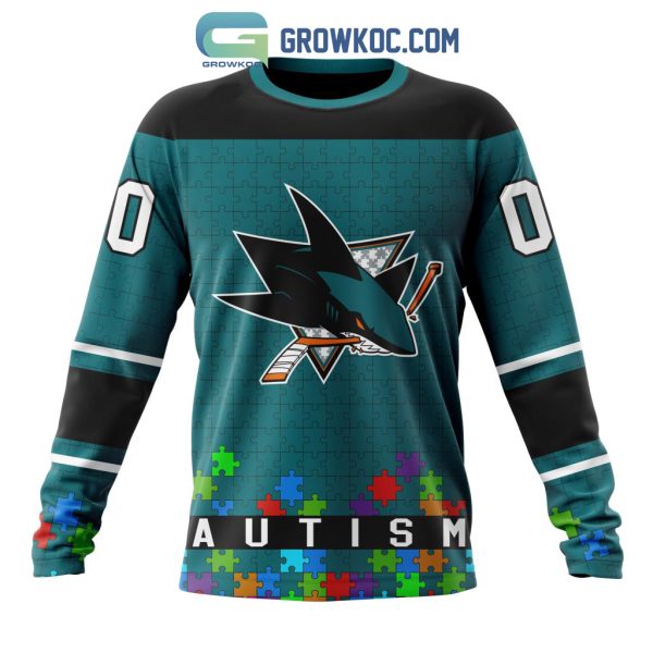 San Jose Sharks NHL Special Unisex Kits Hockey Fights Against Autism Hoodie T Shirt