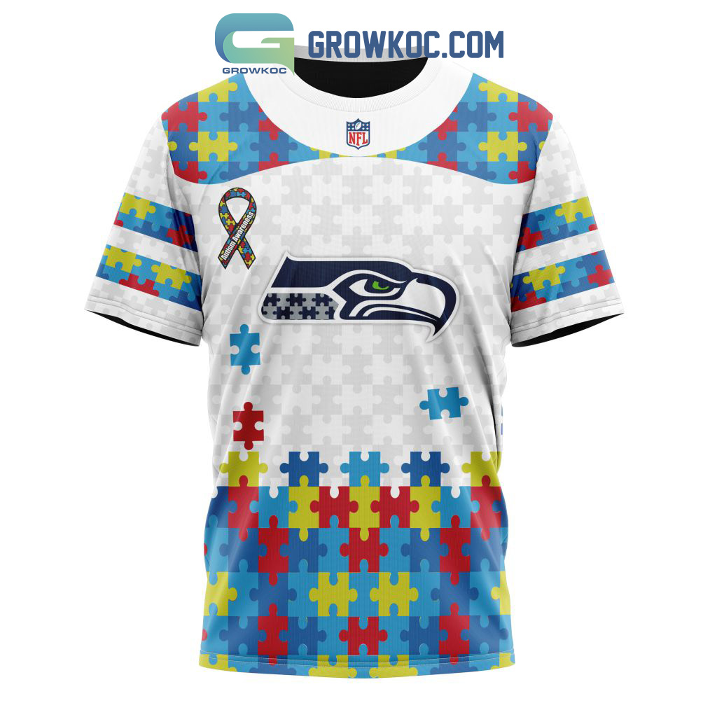 Seattle Seahawks NFL Special Autism Awareness Design Hoodie T Shirt -  Growkoc