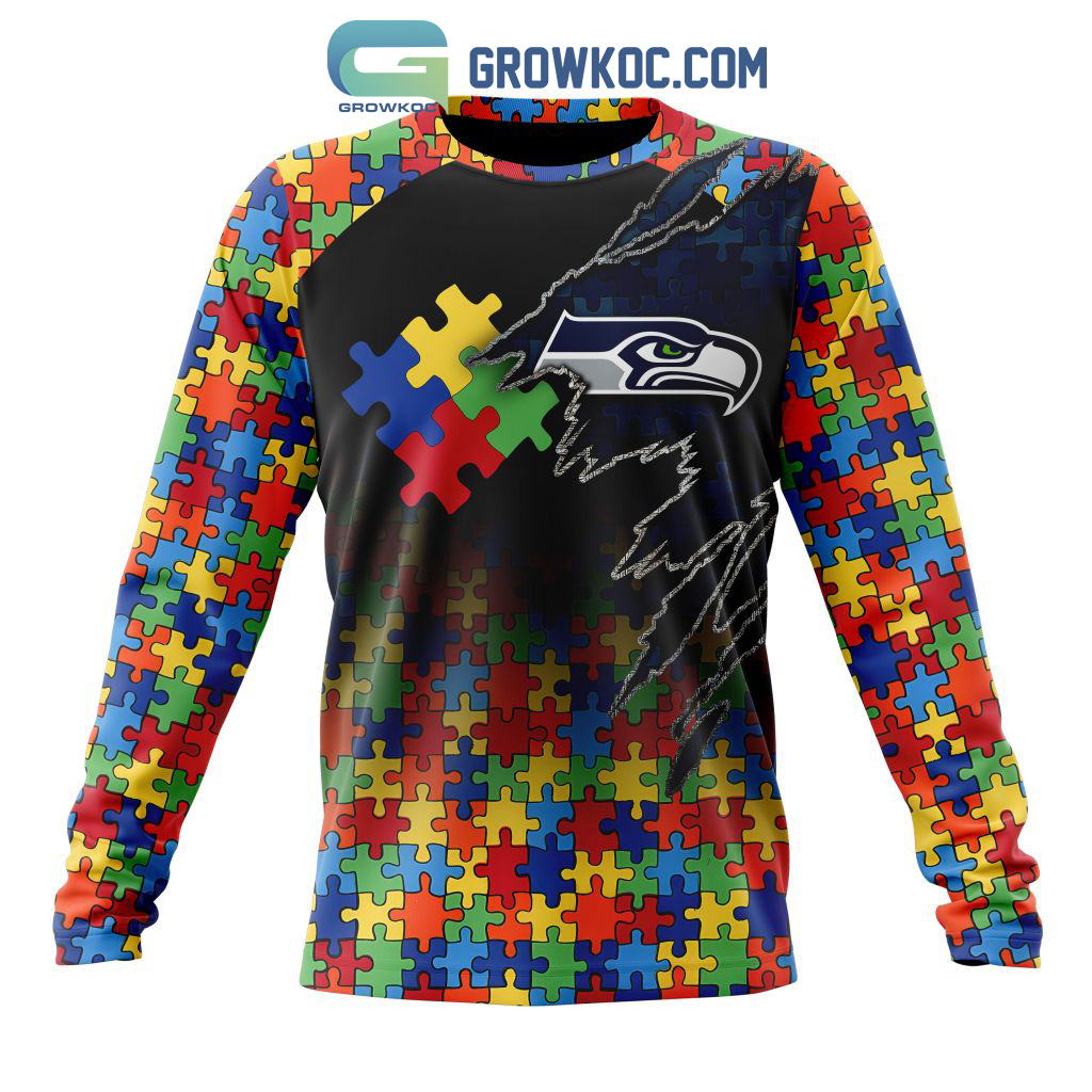 Seattle Seahawks NFL Special Fearless Against Autism Hands Design Hoodie T  Shirt - Growkoc