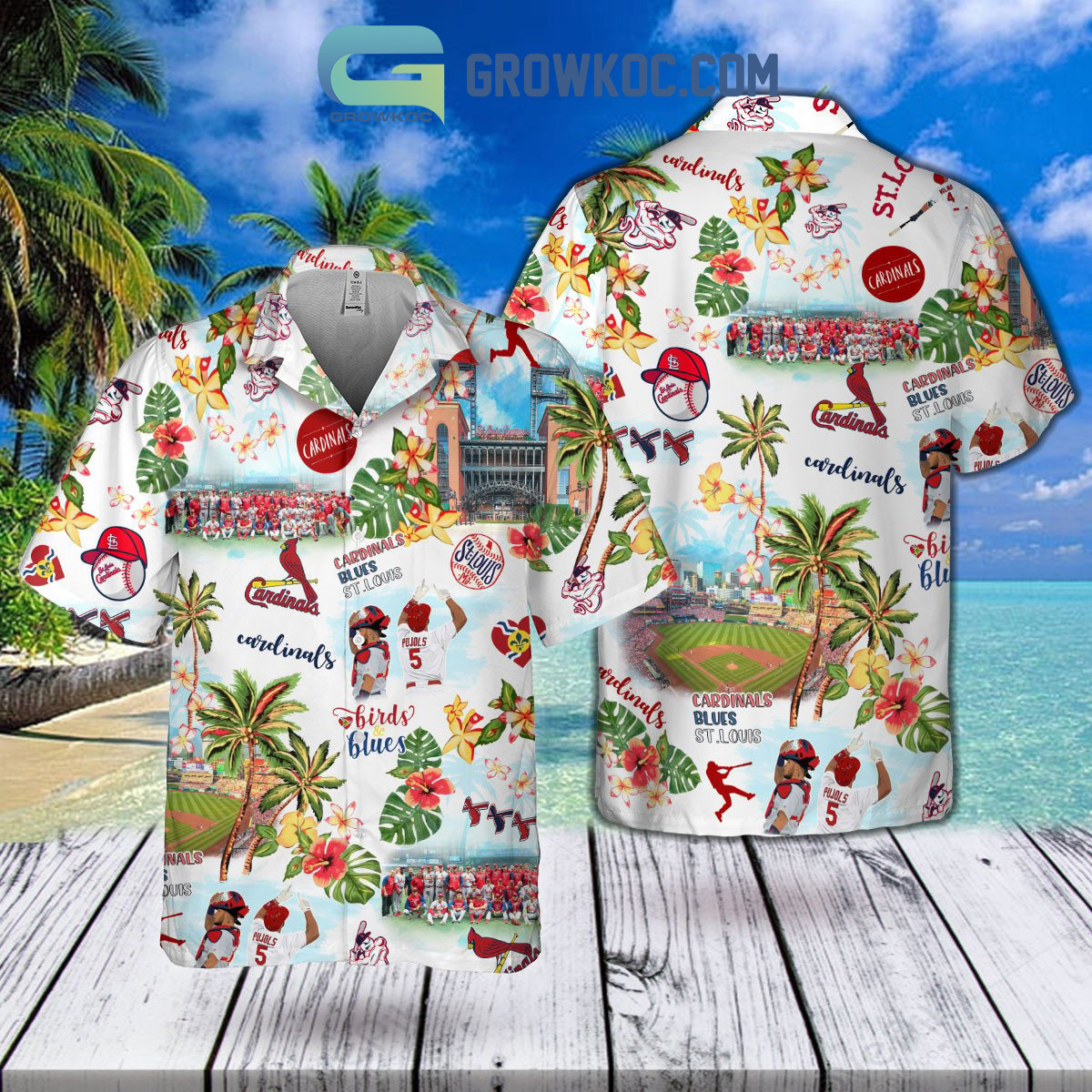St Louis Cardinals Birds Blues Funny Hawaiian Shirt - Growkoc