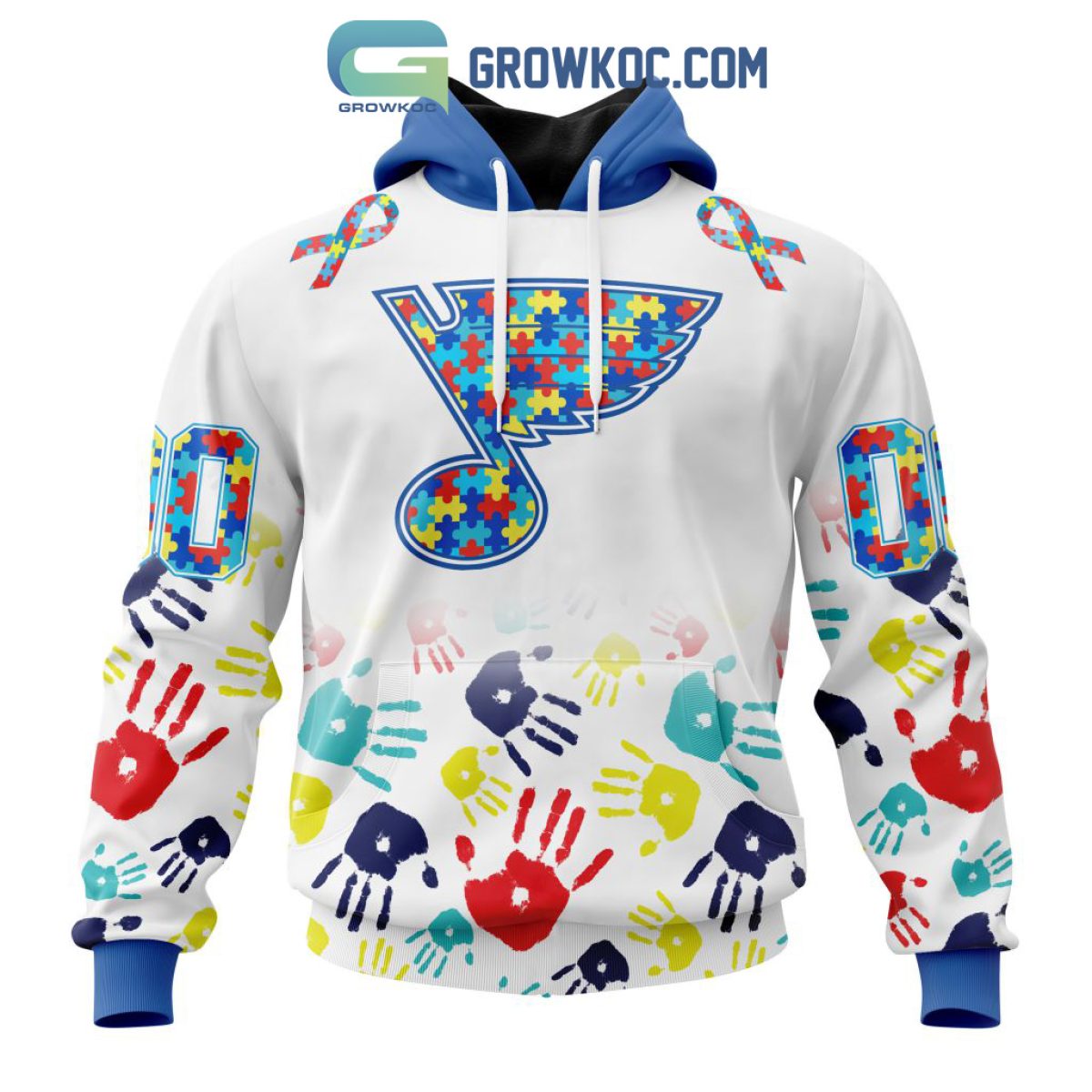 St. Louis Blues NHL Special Autism Awareness Hands Hoodie T Shirt - Growkoc