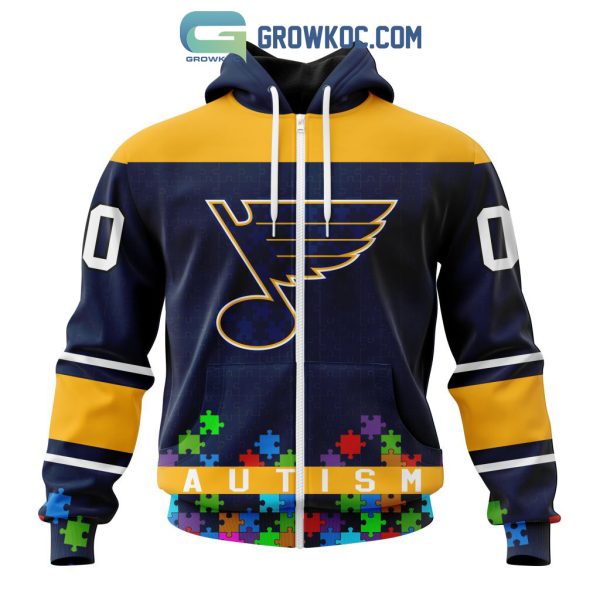 St. Louis Blues NHL Special Unisex Kits Hockey Fights Against Autism Hoodie T Shirt