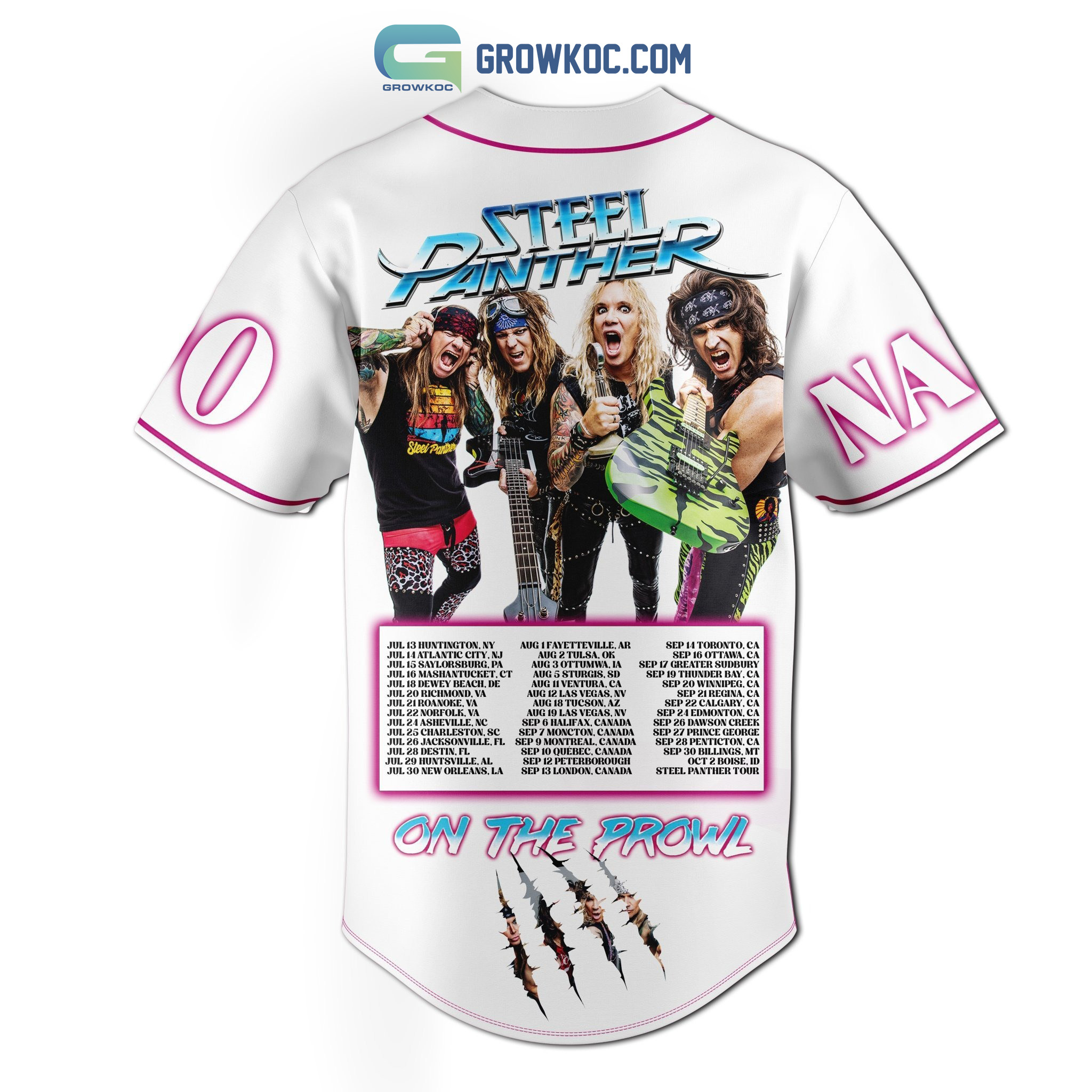 Steel Panther On The Prowl Tour 2023 White Design Personalized Baseball Jersey