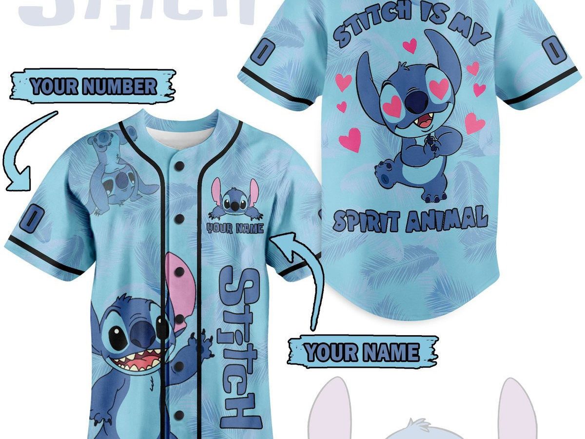 Stitch Baby Denim Blue  Disney Baseball Jersey Personalized