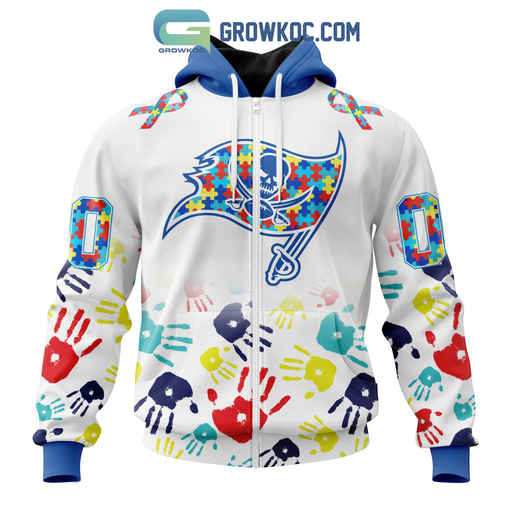 Tampa Bay Buccaneers NFL Special Fearless Against Autism Hands Design Hoodie  T Shirt - Growkoc