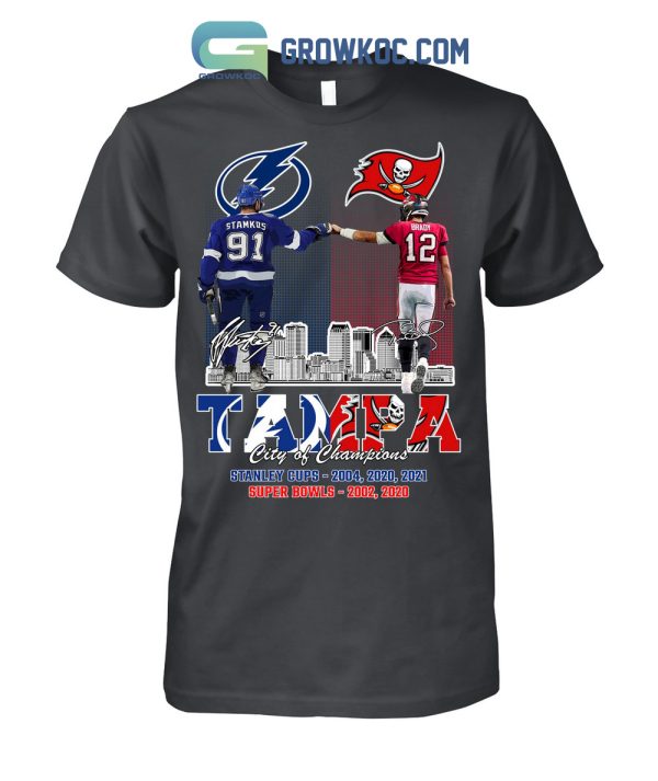 Tampay Bay Lightning Stamkos And Buccaneers Brady City Of Champions T Shirt