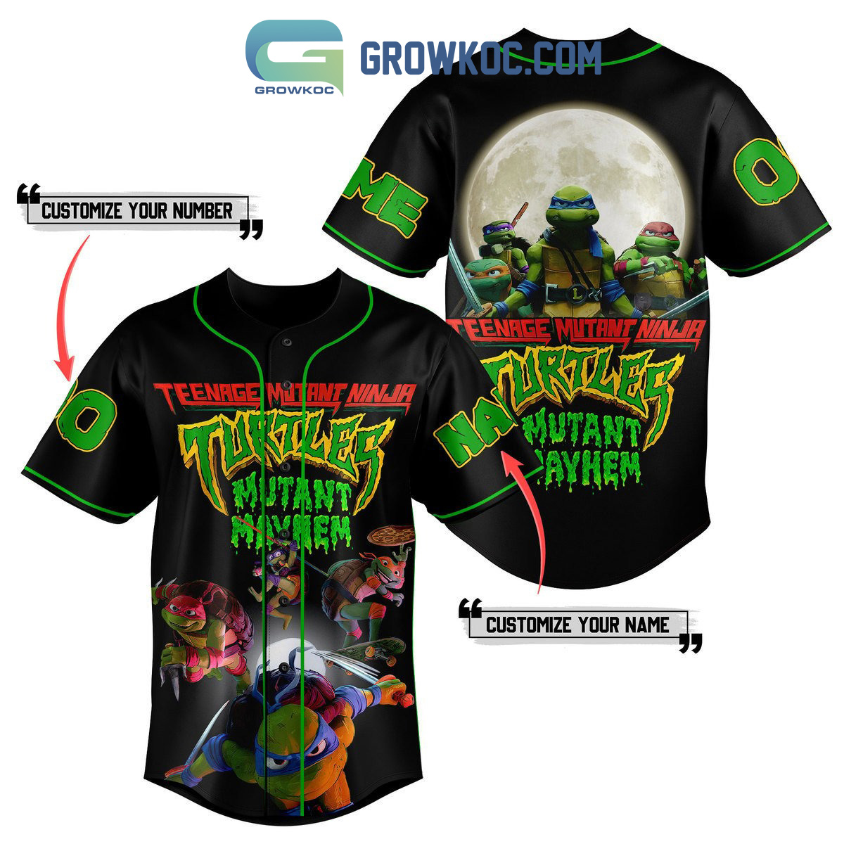 Teenage Mutant Ninja Turtles Mutant Mayhem Black Design Personalized  Baseball Jersey - Growkoc