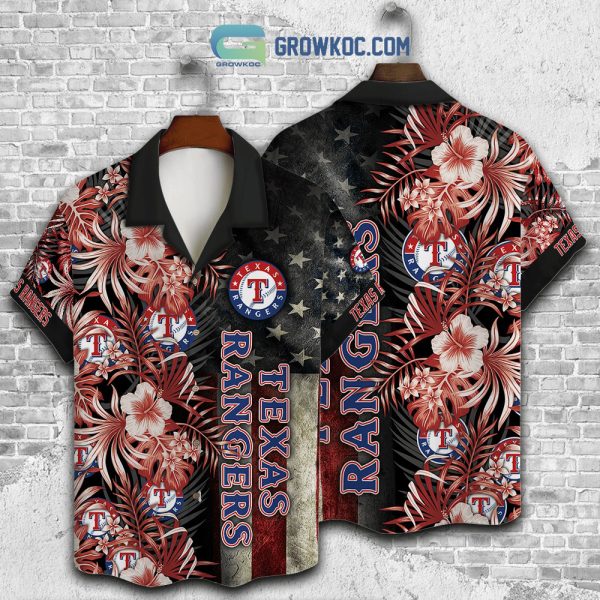 Texas Rangers MLB American Flower Hawaiian Shirt