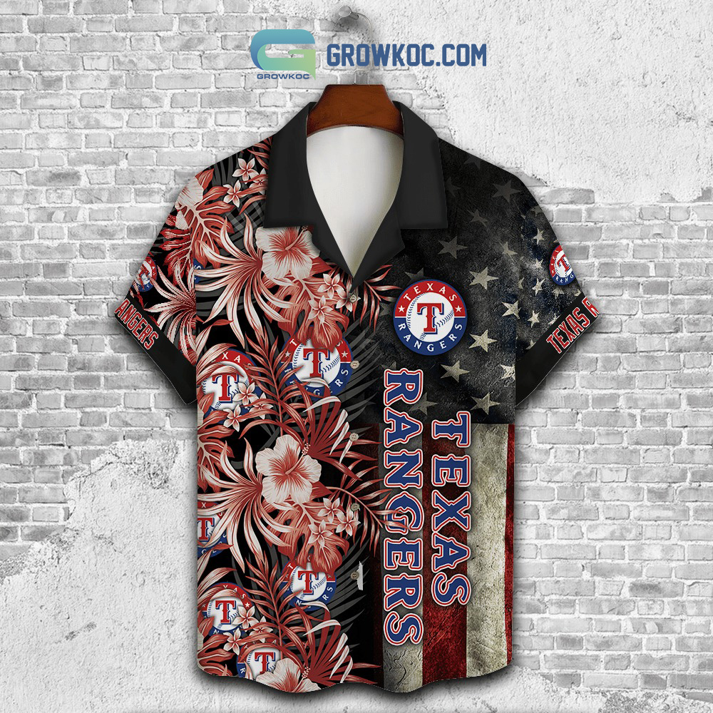 Texas Rangers MLB American Flower Hawaiian Shirt - Growkoc