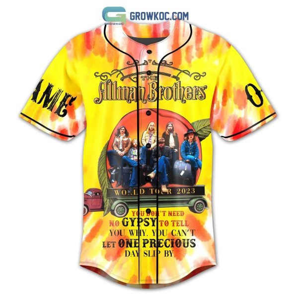 The Allman Brothers Band World Tour 2023 Yellow Design Personalized Baseball Jersey