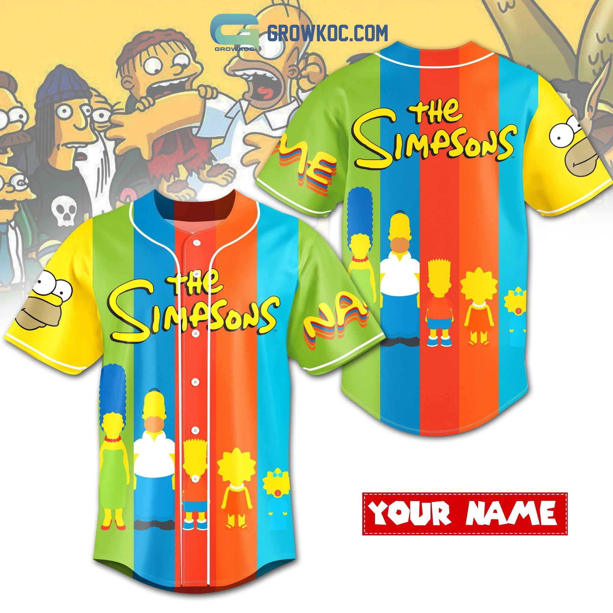 The Simpsons American Sitcom Personalized Baseball Jersey - Growkoc