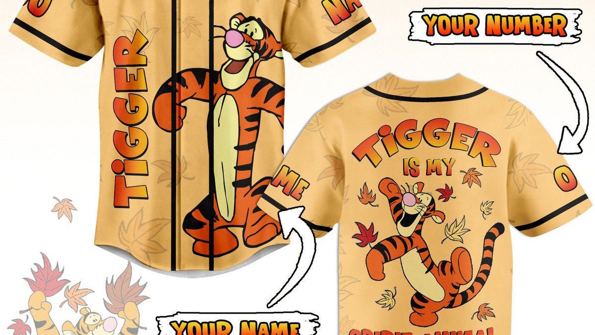 Tigger the Tiger Black Orange Disney Custom Baseball Jerseys For