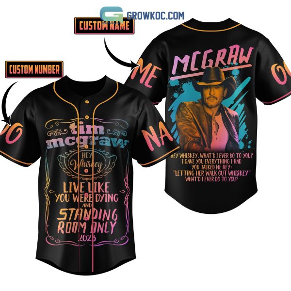 Tim McGraw Live Like You Were Dying And Standing Room Only 2023 Personalized Baseball Jersey