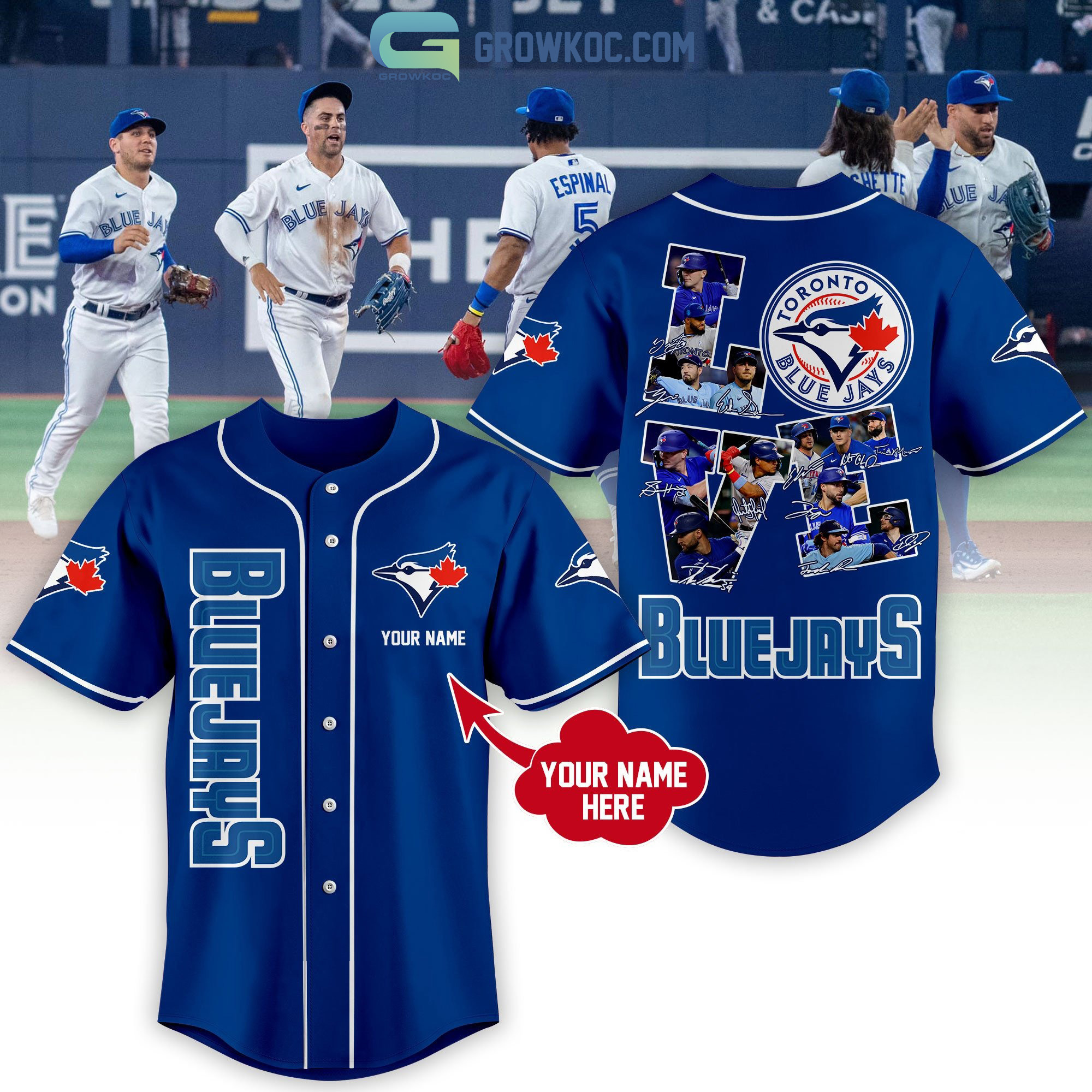 Custom Number And Name Toronto Blue Jays Love Team Style Baseball Jersey  Shirt For Men And Women - Banantees