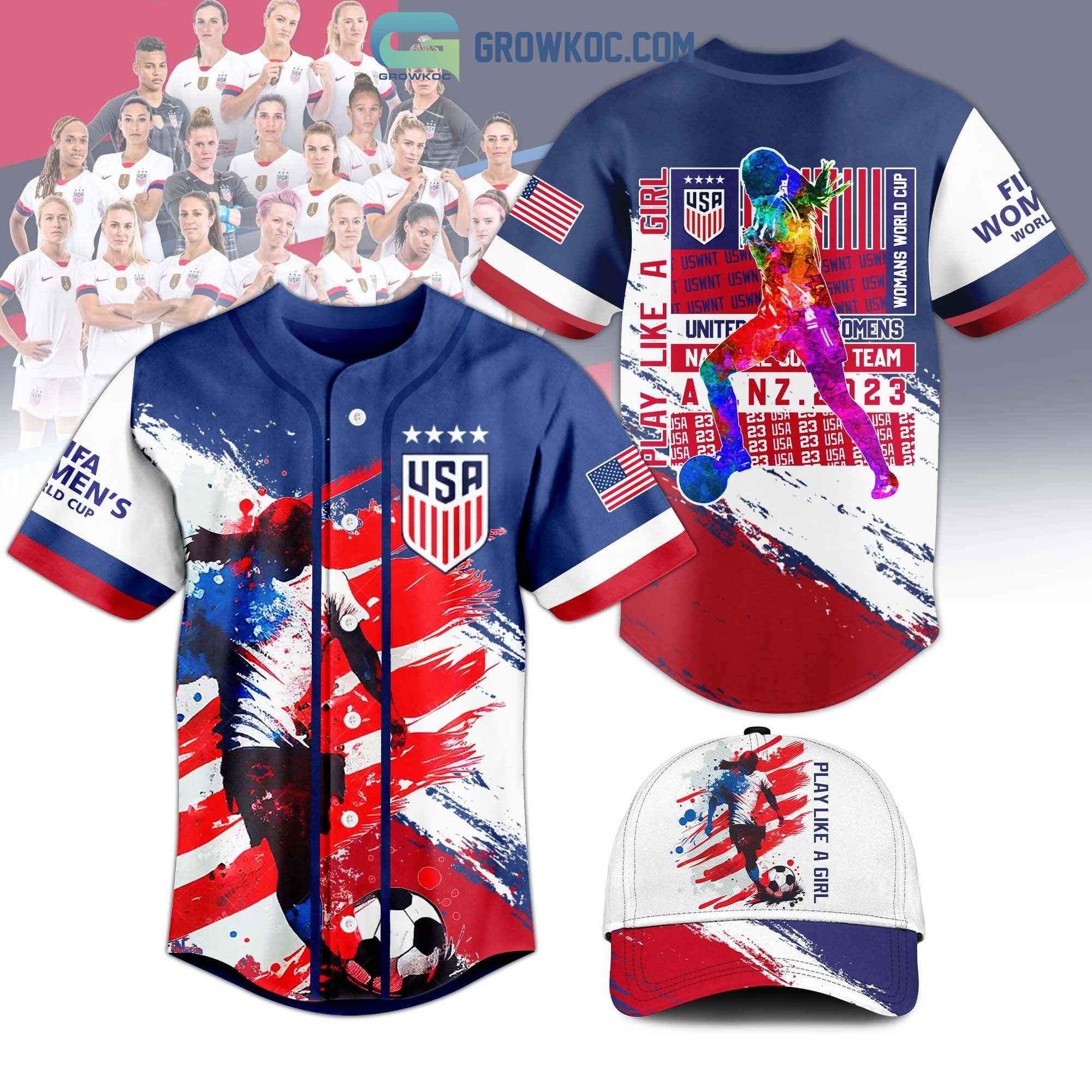 United State Womens National Soccer Team Play Like A Girl Personalized Baseball  Jersey - Growkoc