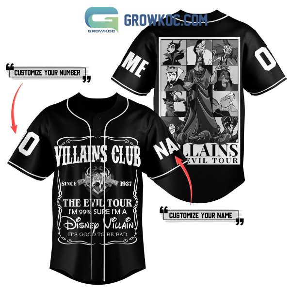 Villains Club The Evil Tour Disney Villain Personalized Baseball Jersey