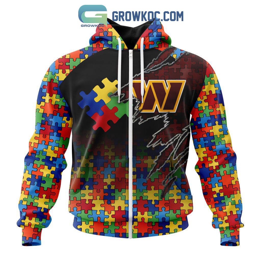 Washington Commanders NFL Special Autism Awareness Design Hoodie T