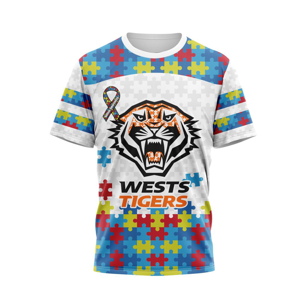 Wests Tigers NRL Autism Awareness Concept Kits Hoodie T Shirt