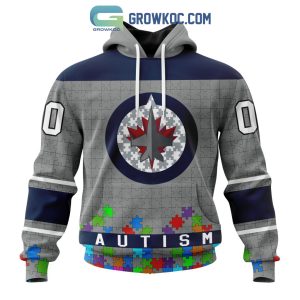 Winnipeg Jets NHL Special Unisex Kits Hockey Fights Against Autism Hoodie T Shirt