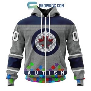 Winnipeg Jets NHL Special Unisex Kits Hockey Fights Against Autism Hoodie T Shirt