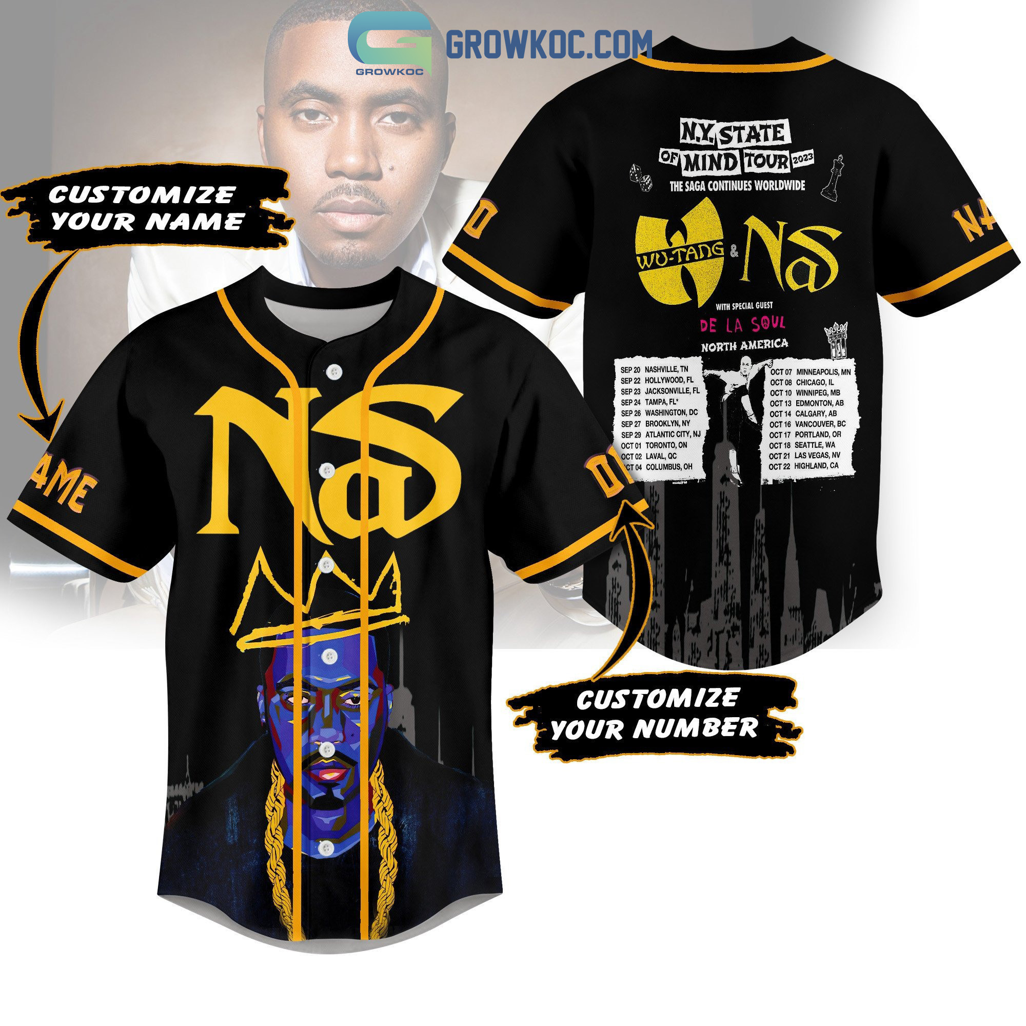 Wu Tang Clan And Nas N.Y State Of Mind Tour 2023 Personalized Baseball Jersey