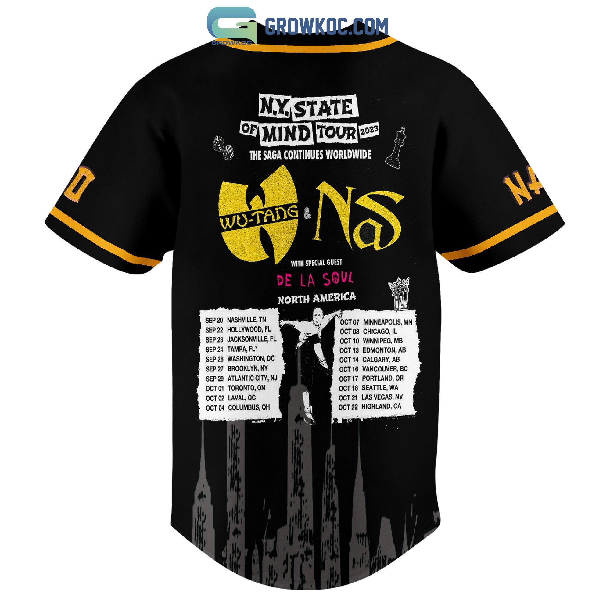 Wu Tang Clan And Nas N.Y State Of Mind Tour 2023 Personalized Baseball Jersey