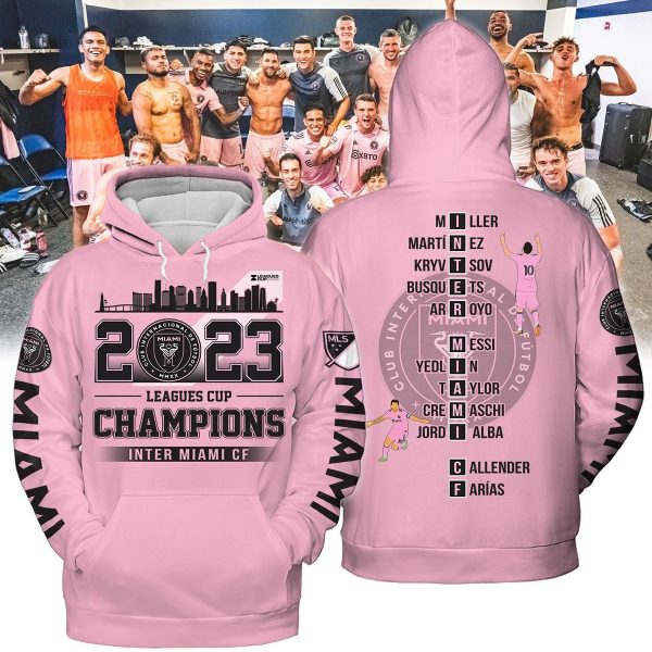 2023 Leagues Cup Champions Inter Miami CF Messi Goat Hoodie T Shirt